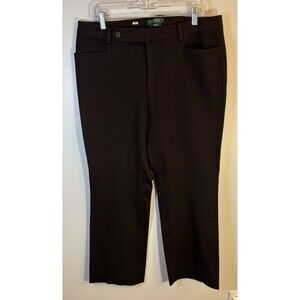 LAUREN RALPH LAUREN Adelle Pants Women 14 Brown Straight Leg Chino Office Work